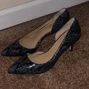Ann Taylor Blue Snake Skin Heels (Size 7)